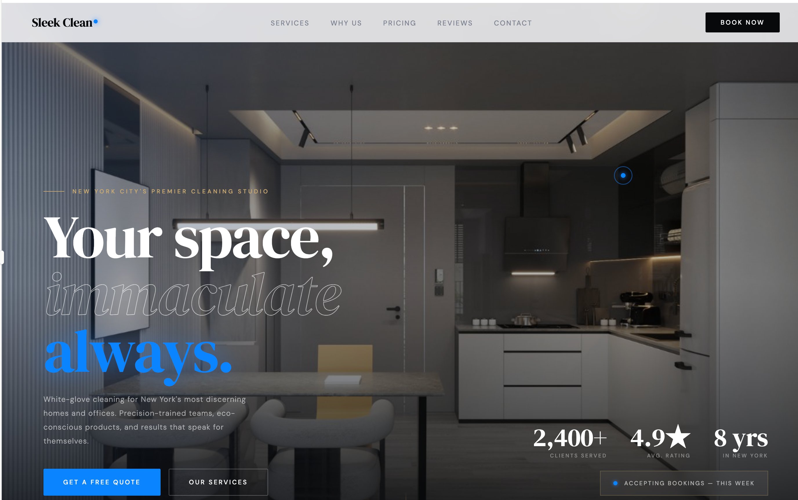 Sleek Clean — upscale modern cleaning sample